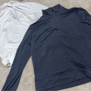 Black and White Long Sleeve Activewear tops